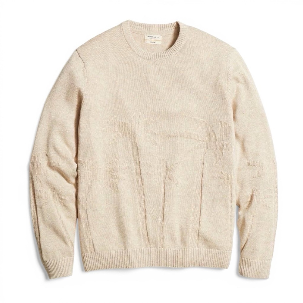 Marine Layer Oatmeal Crewneck Sweater Organic Cotton Blend Men's XL